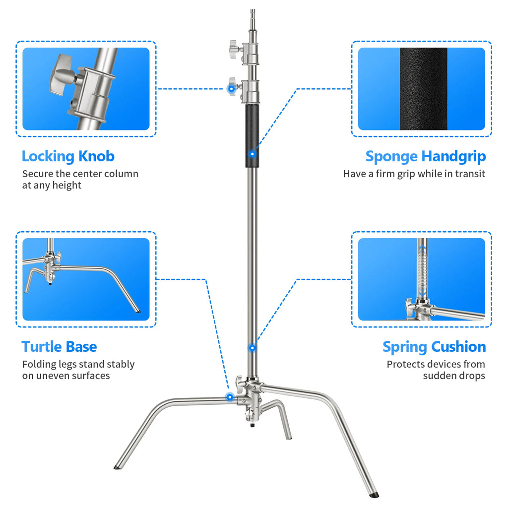 C-Stand Profesional de Acero Inoxidable NEEWER 320 cm con Brazo Boom