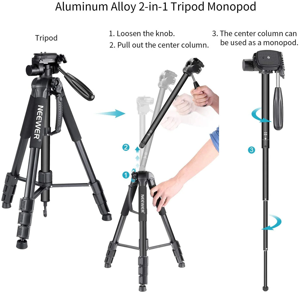 Trípode de Cámara 2 en 1 NEEWER SAB264 con Monopié 70"