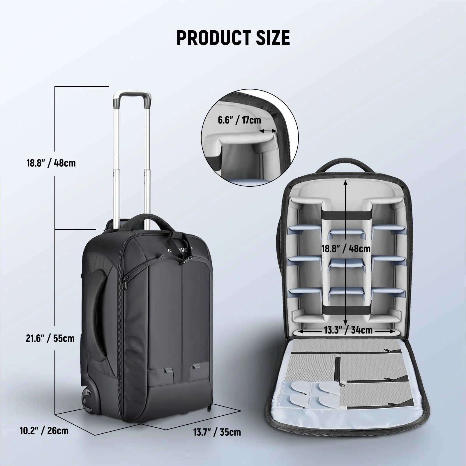Mochila con Rodos Profesional para Cámara y Video