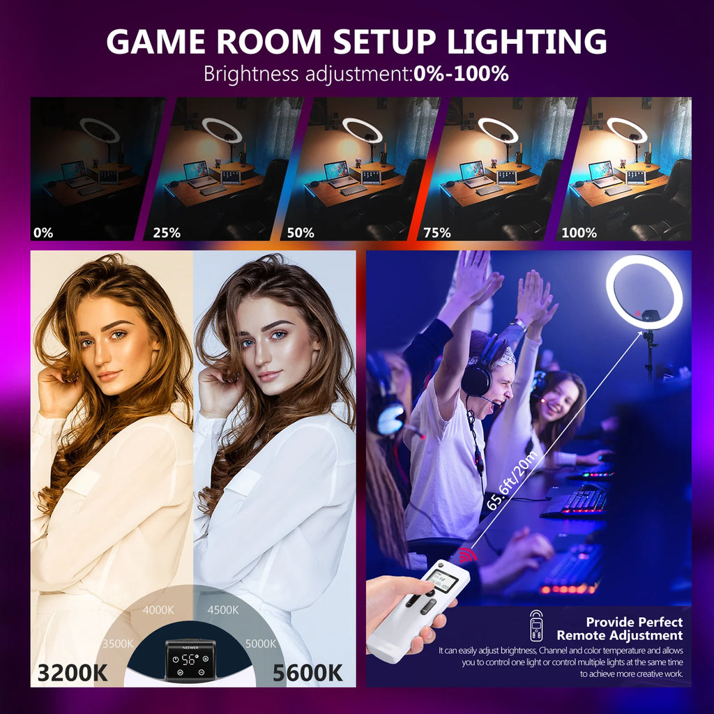 Aro de Luz LED NEEWER SRP18-2.4G 18" con Control Inalámbrico