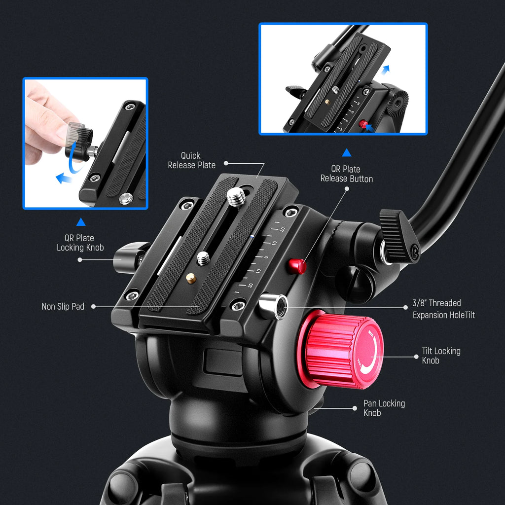 Trípode Profesional para Video NEEWER TP-M200 79" con Cabezal Fluido