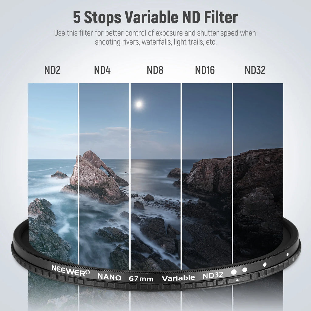 Filtro Variable ND2–ND32 NEEWER FL-ND2-32S 77 mm