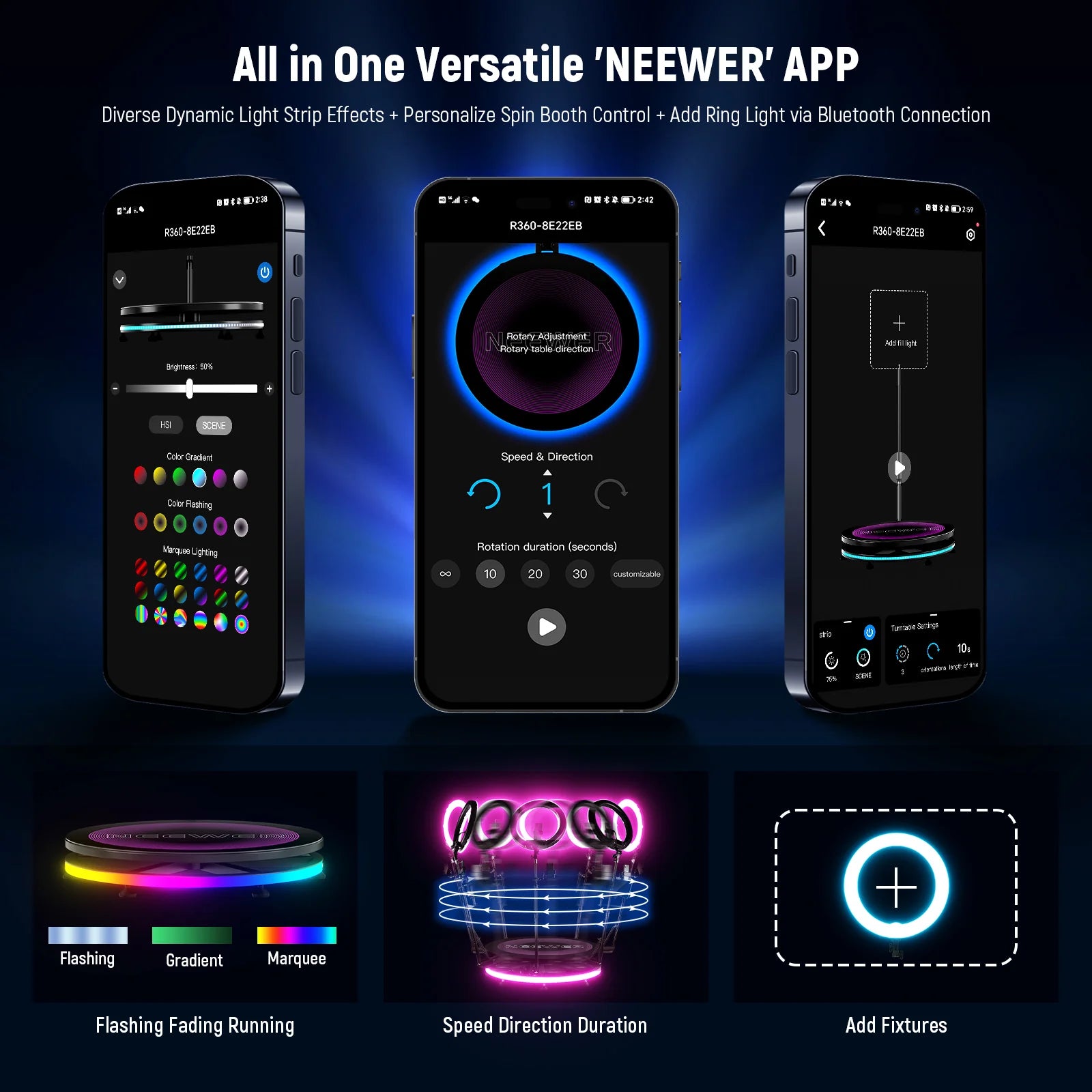 Cabina Fotográfica 360° NEEWER R360 100 cm con Tira LED RGB y Control Inteligente