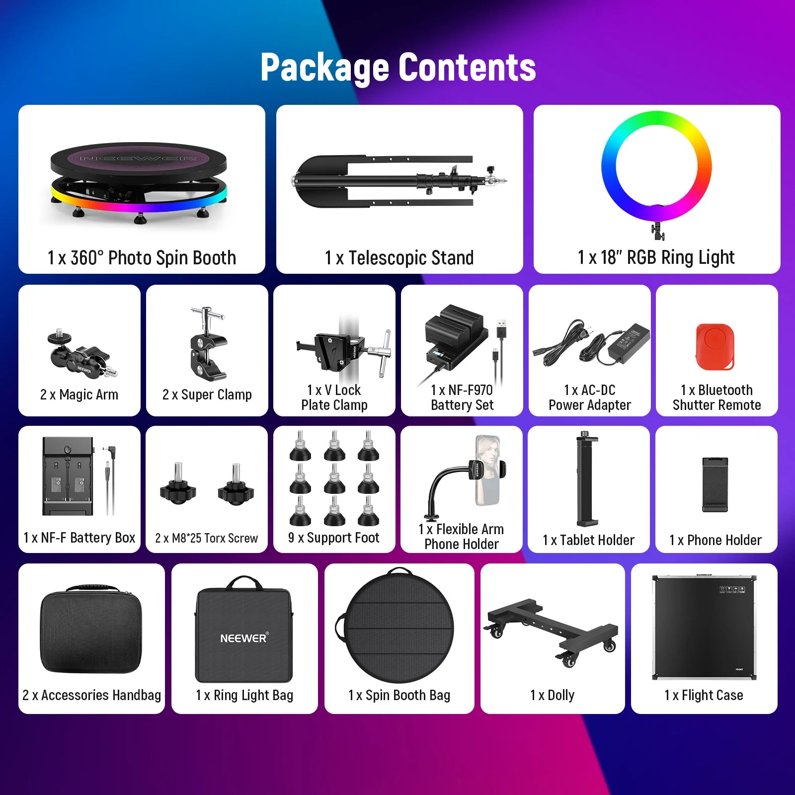 Cabina Fotográfica 360° NEEWER R360 100 cm con Tira LED RGB y Control Inteligente