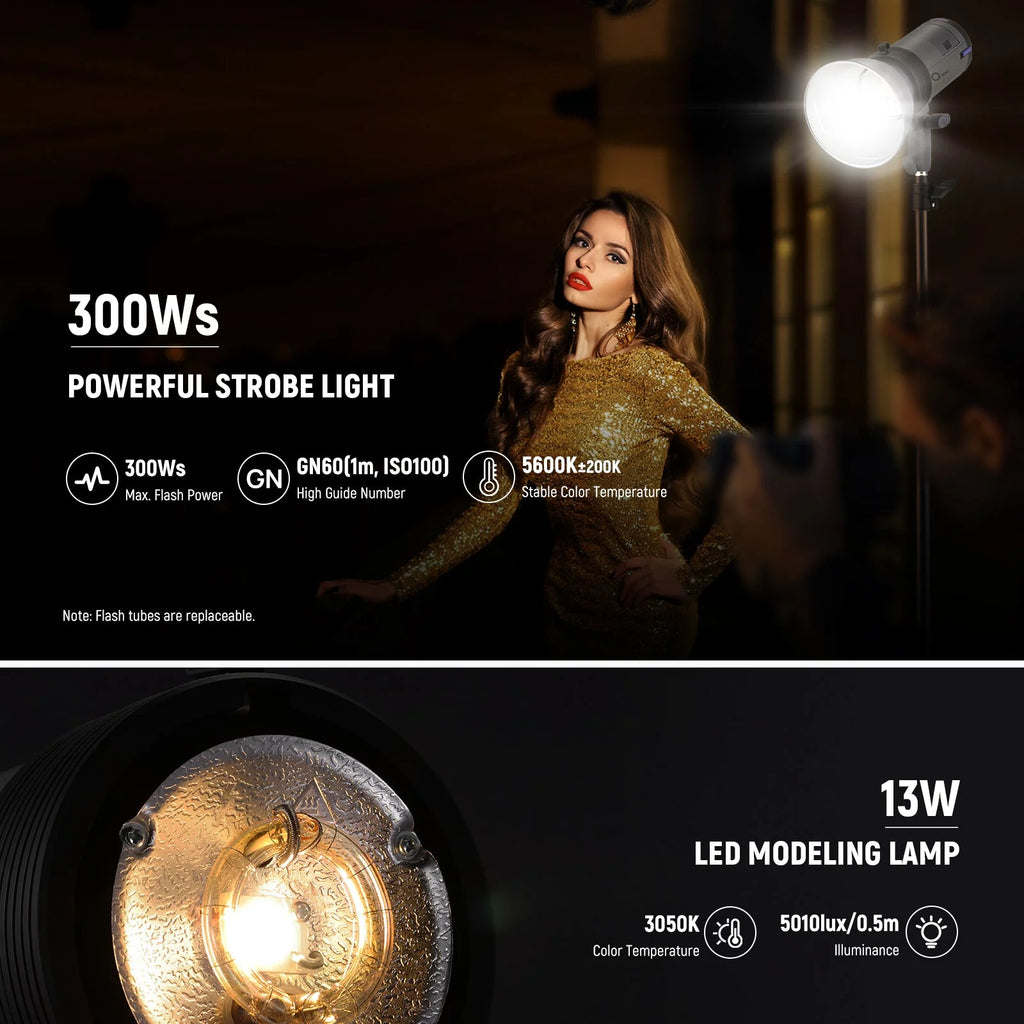 Flash Estroboscópico de Exterior NEEWER Q300 300Ws con Sistema Inalámbrico 2.4G