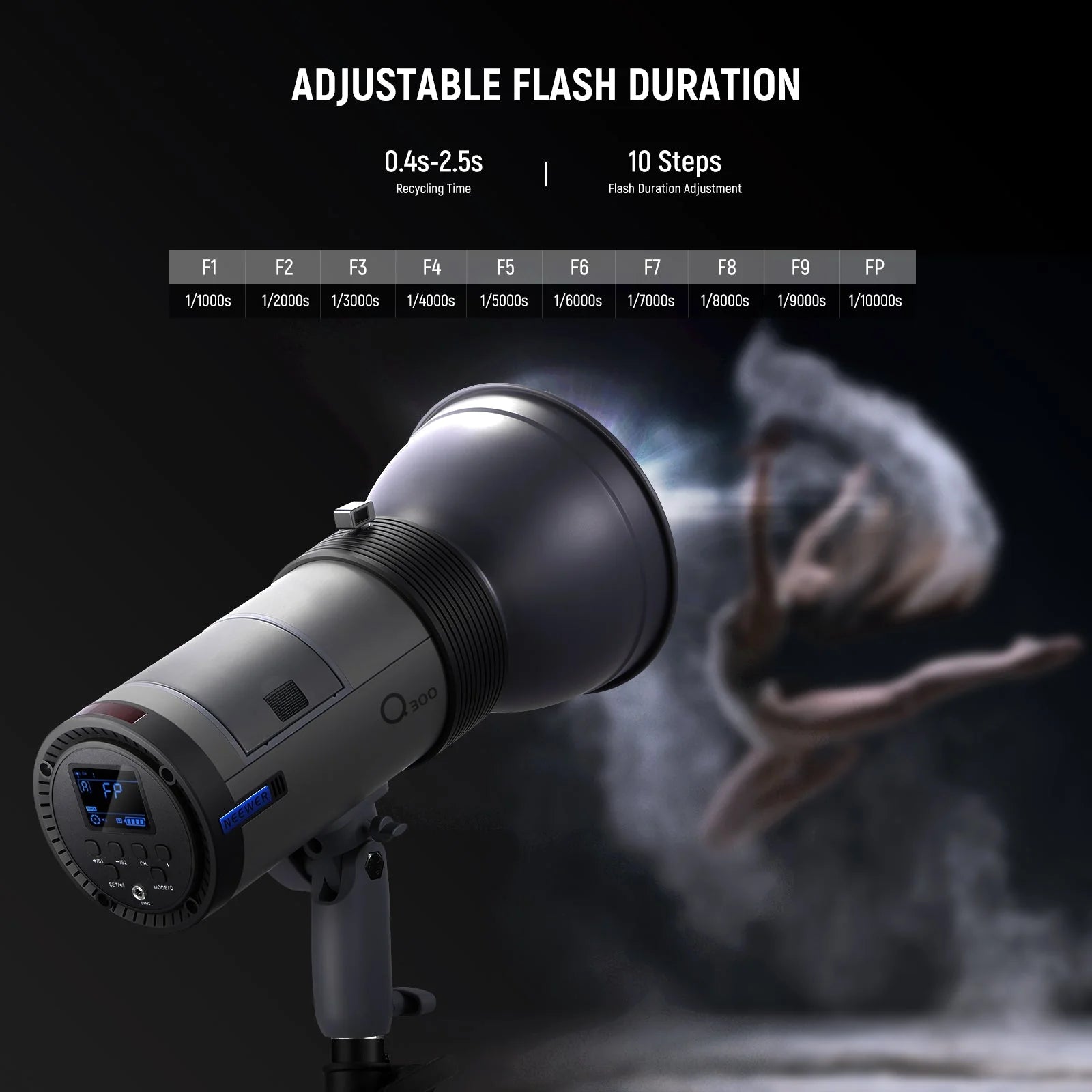 Flash Estroboscópico de Exterior NEEWER Q300 300Ws con Sistema Inalámbrico 2.4G