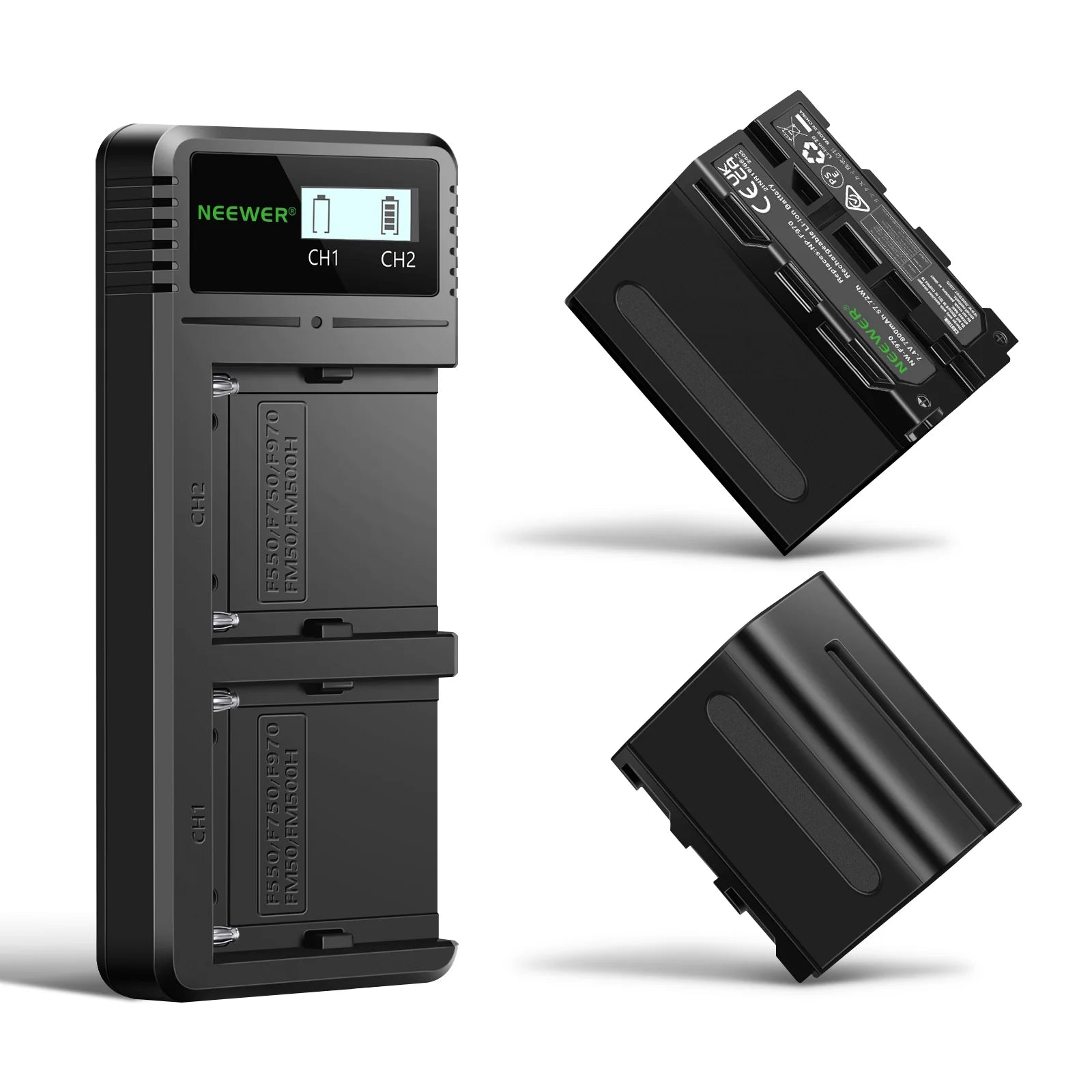 Kit NEEWER NW-F970 con 2 Baterías NP-F970 de 7800mAh y Cargador Dual USB-C