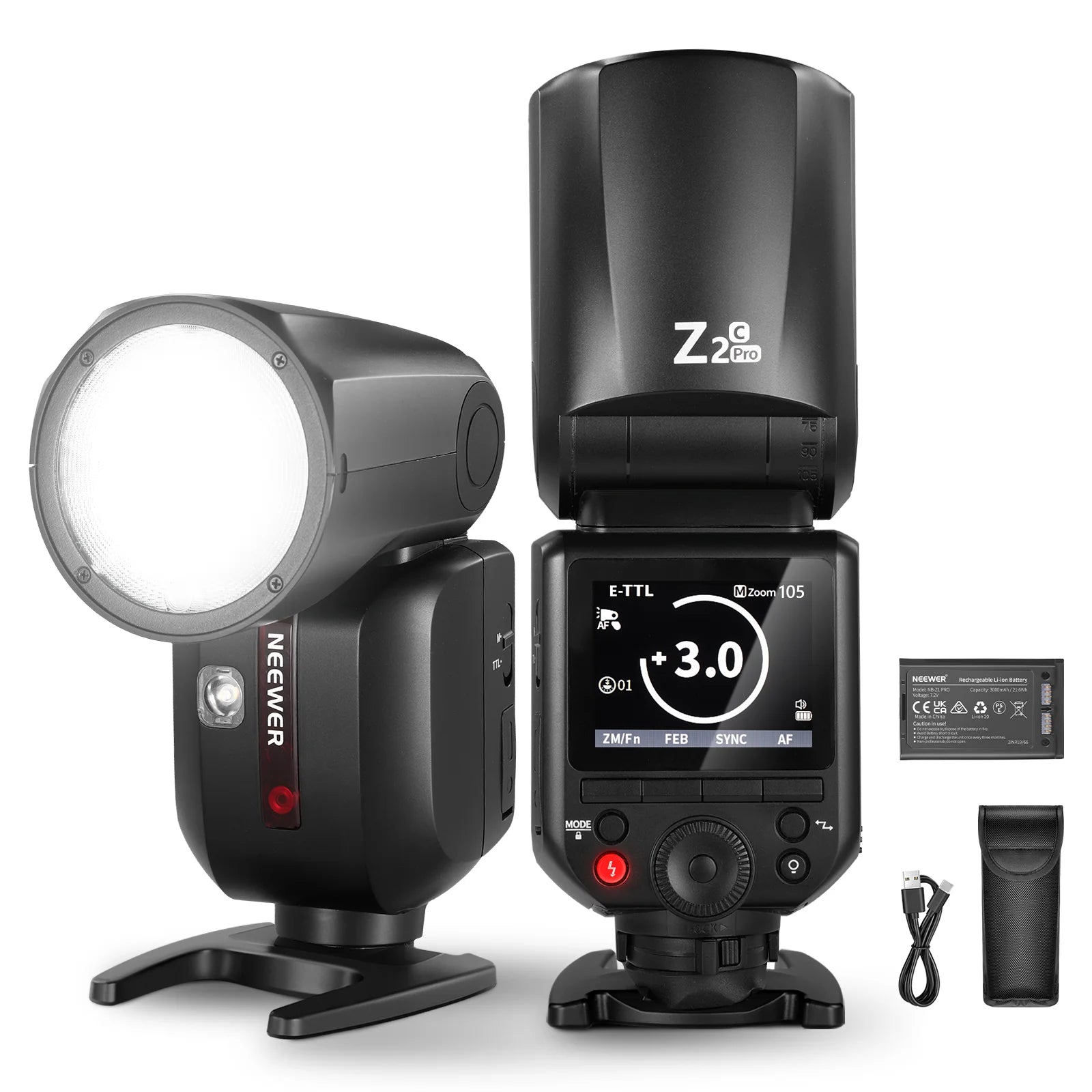 Flash Speedlite NEEWER Z2PRO TTL 76Ws Cabezal Redondo