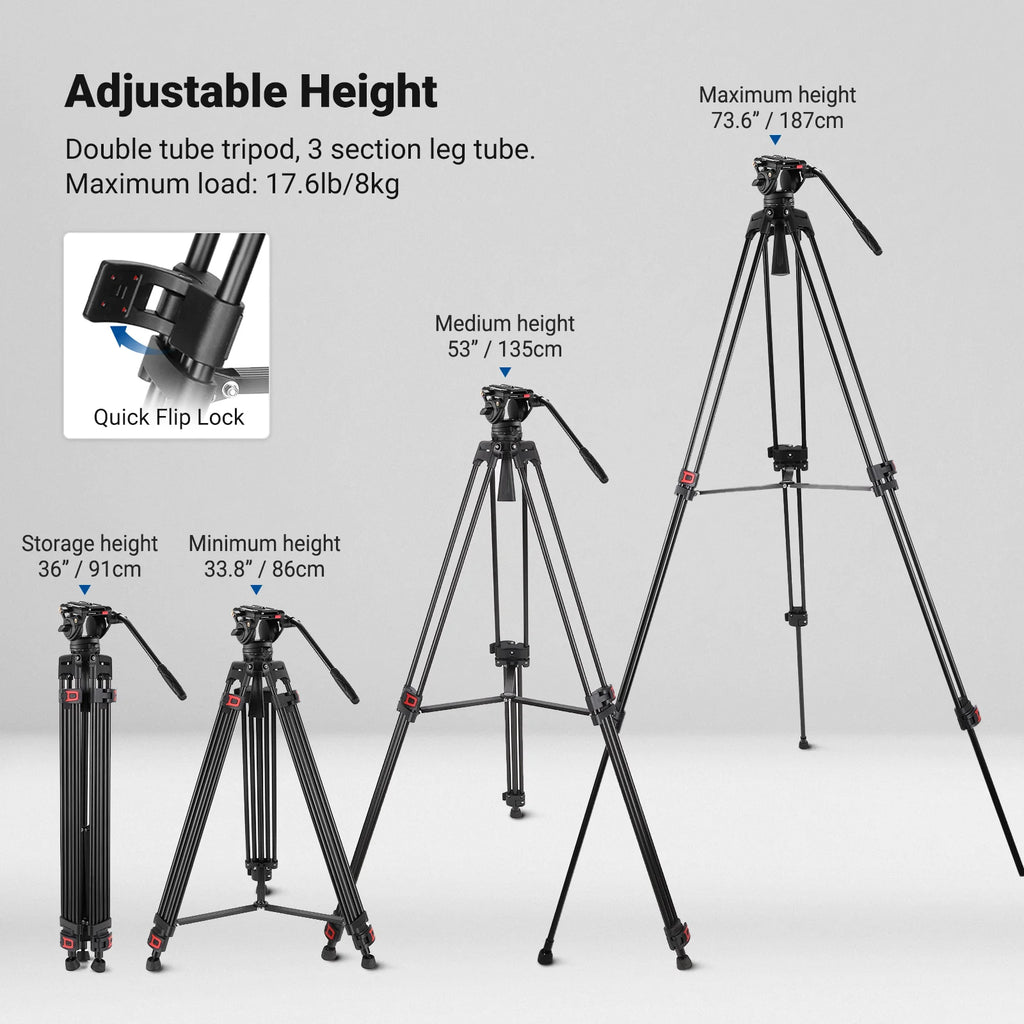 Trípode Profesional para Video NEEWER TP74 74" con Cabezal Fluido
