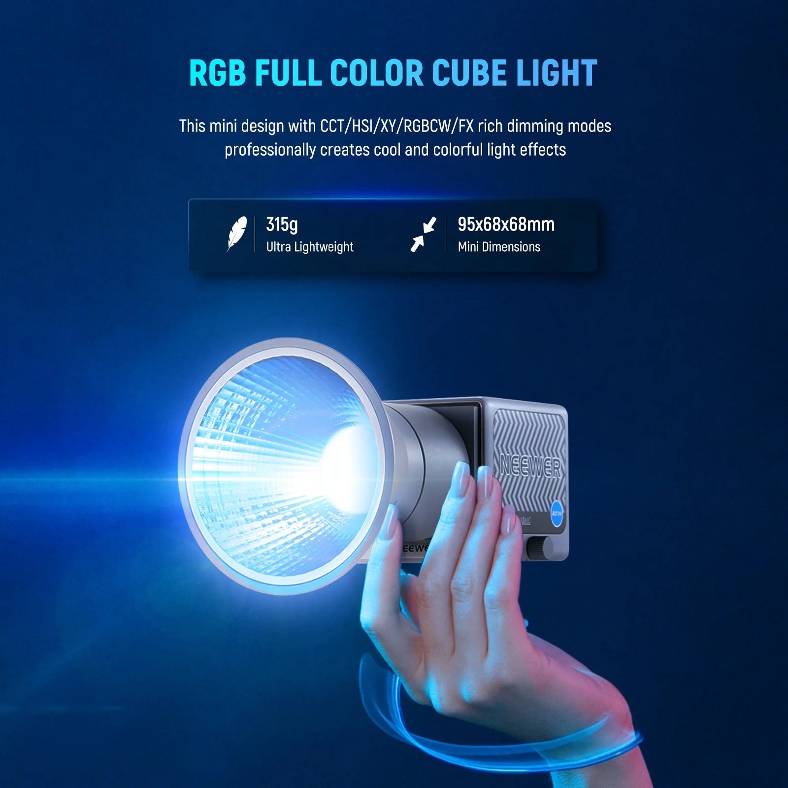 NEEWER HS60C 60W Luz LED RGB Portátil COB para Video