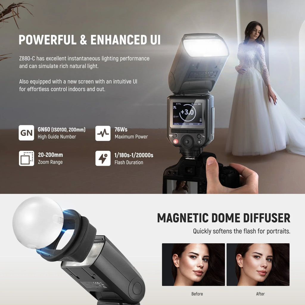 Flash Speedlite NEEWER Z880 TTL 76Ws con Sistema Inalámbrico 2.4G