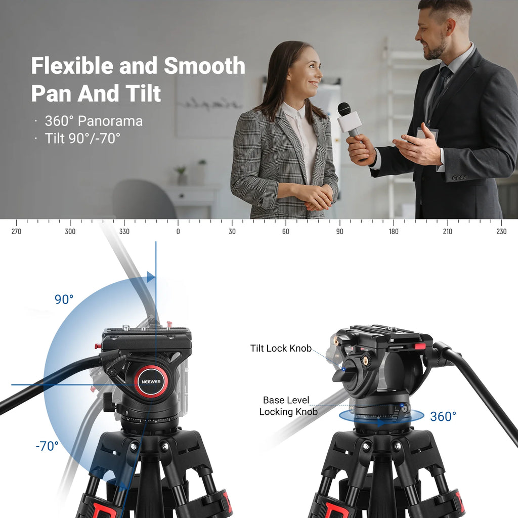 Trípode Profesional para Video NEEWER TP74 74" con Cabezal Fluido