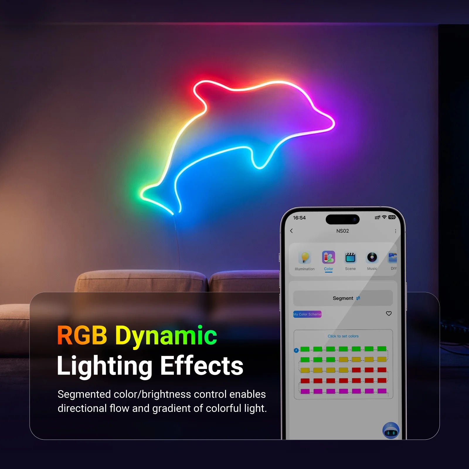 Tira LED RGB de Silicona NEEWER NS02 con Iluminación Lateral