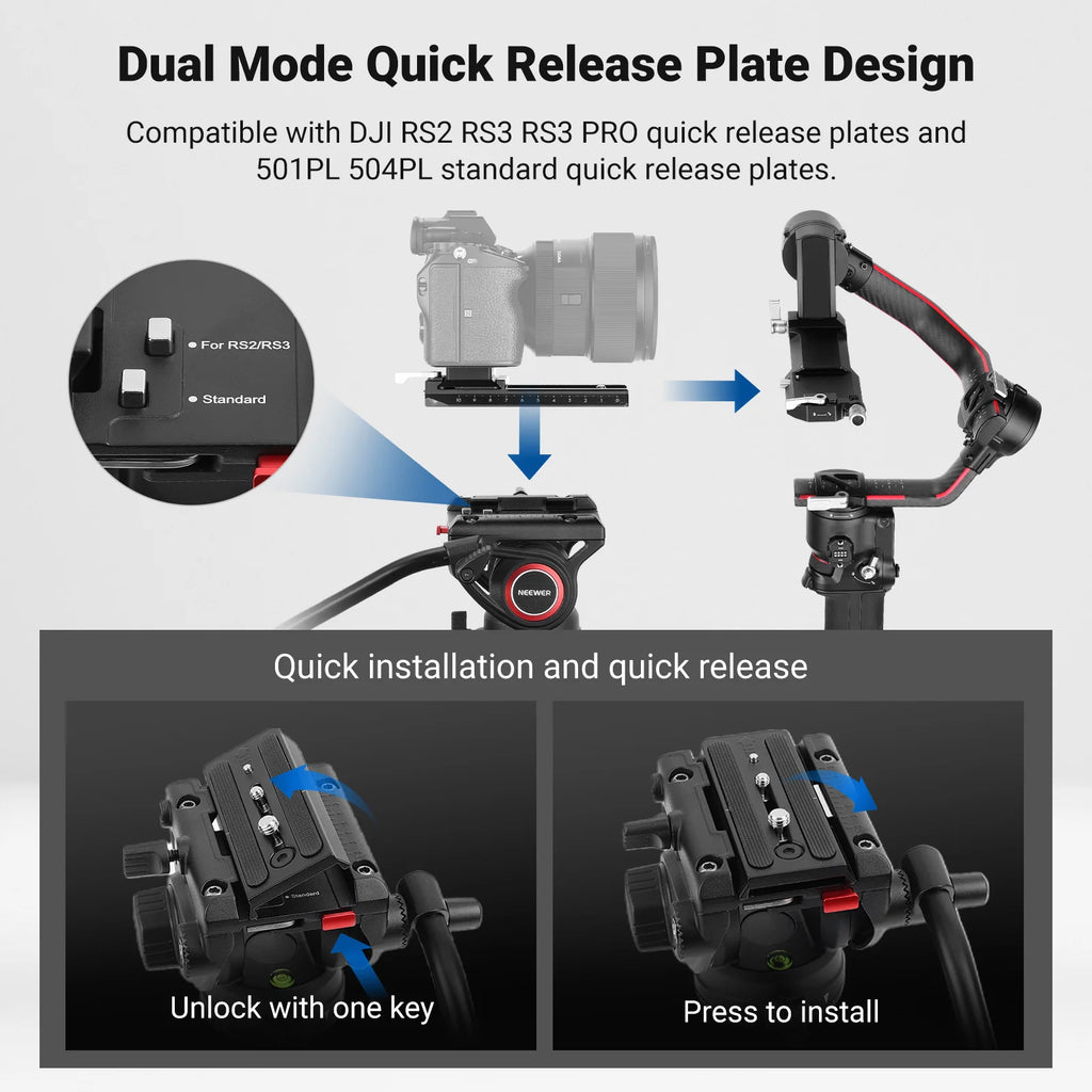 Trípode Profesional para Video NEEWER TP74 74" con Cabezal Fluido