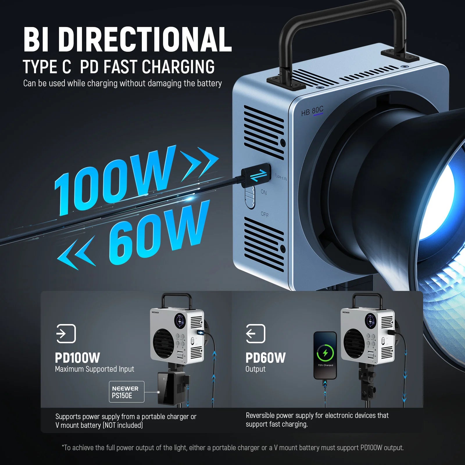 NEEWER HB80C 80W RGBWW Mini COB LED Video Light
