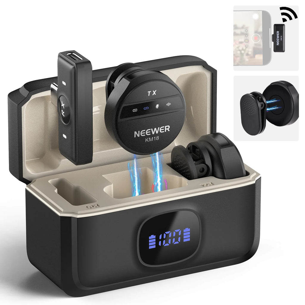 Sistema de Micrófonos Inalámbricos Lavalier NEEWER KM18 para USB-C