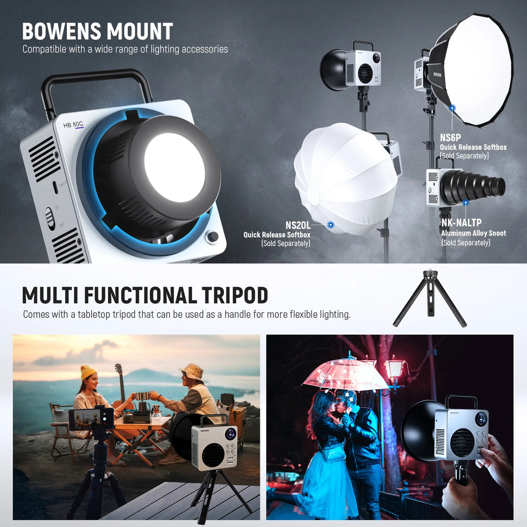 NEEWER HB80C 80W RGBWW Mini COB LED Video Light