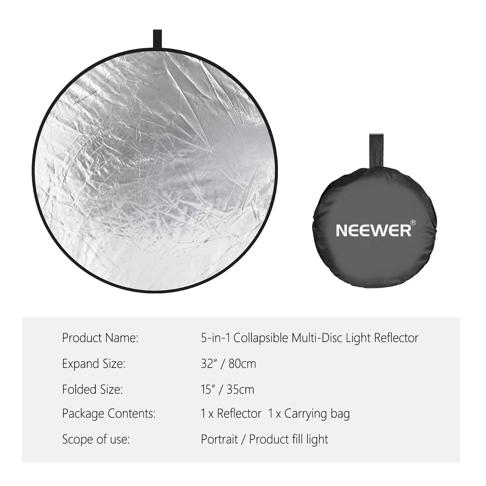 Reflector de Luz Plegable 5 en 1 NEEWER – 110 cm