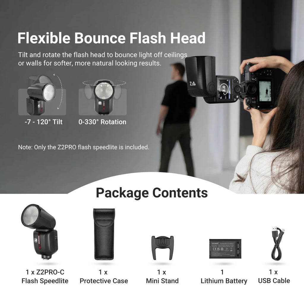 Flash Speedlite NEEWER Z2PRO TTL 76Ws Cabezal Redondo