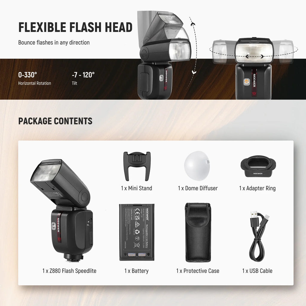 Flash Speedlite NEEWER Z880 TTL 76Ws con Sistema Inalámbrico 2.4G
