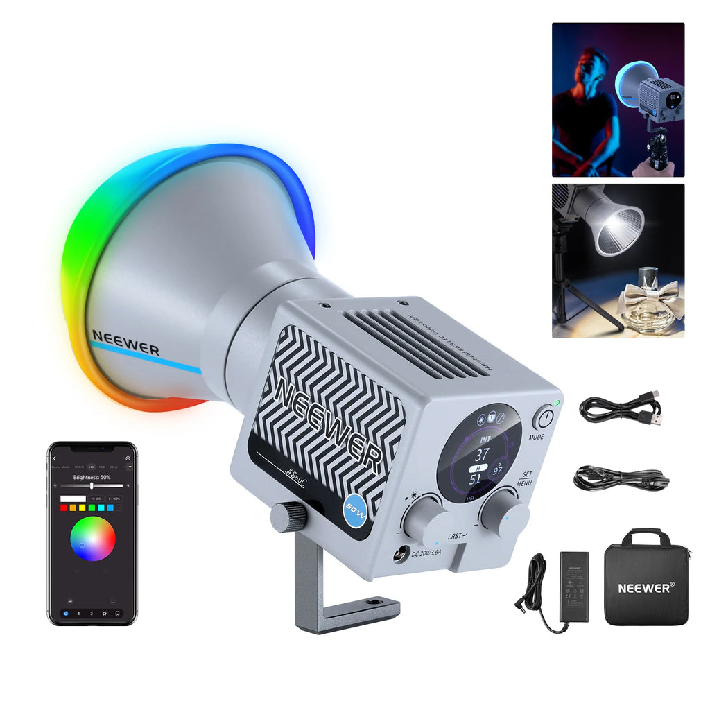 NEEWER HS60C 60W Luz LED RGB Portátil COB para Video